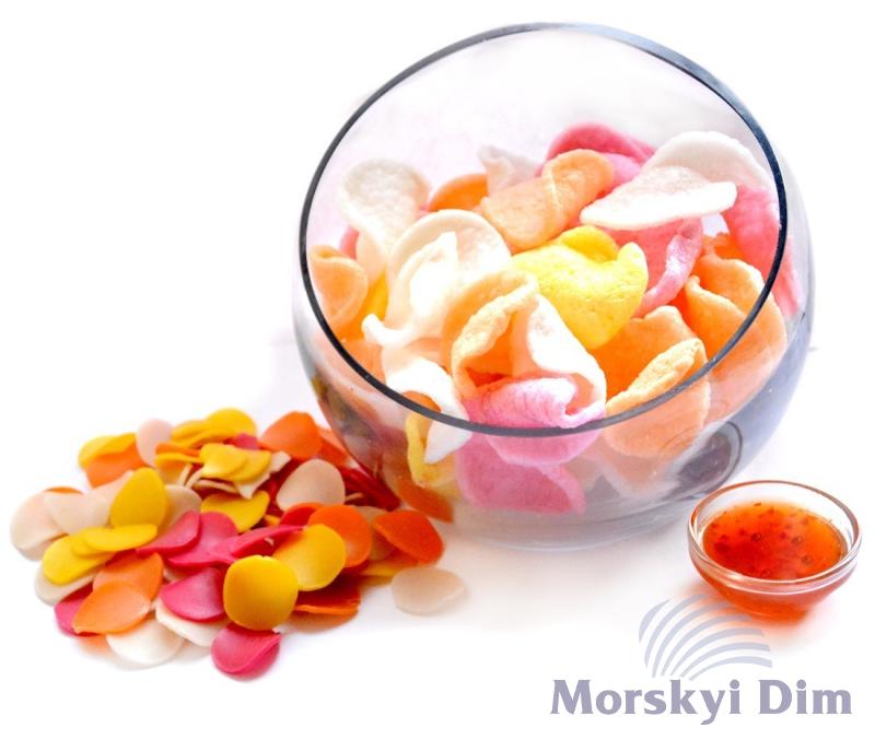 Крекеры со вкусом креветки микс, 25 мм, BICH-CHI, 1кг